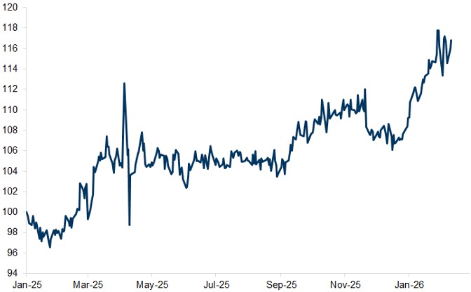 Sursa: Datastream, Goldman Sachs Global Investment Research. Performanțele anterioare nu prezic randamentele viitoare și nu garantează rezultatele viitoare, care pot varia.